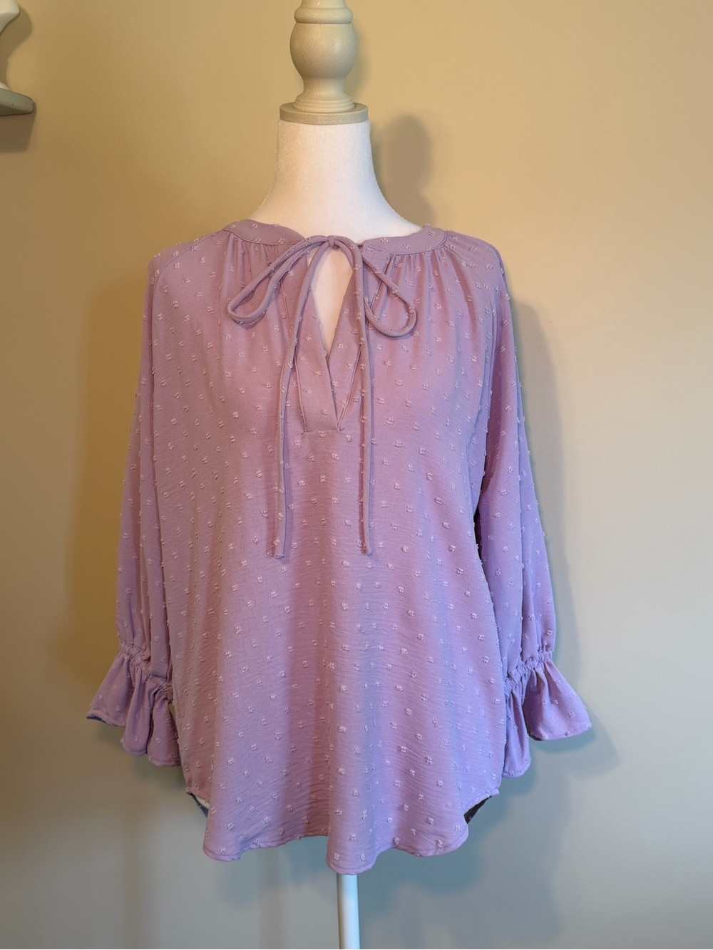 Women's Lavender Tie-Neck Top